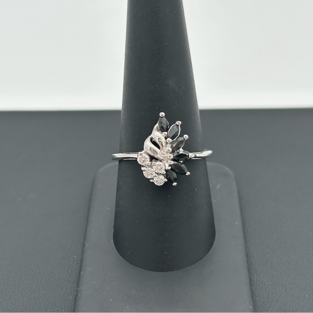 RJ Graziano Sterling Silver Black Marquise Ring